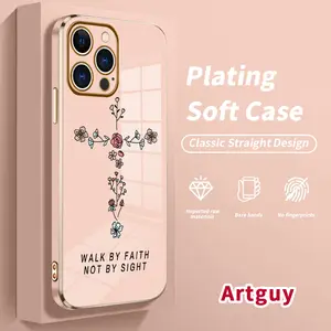 Case for iPhone iPhone 16 Pro Max 15 Plus 14 13 12 11 XS XR  mini Flower Cross Drop Protection Shockproof Soft Silicone smartphone Cover