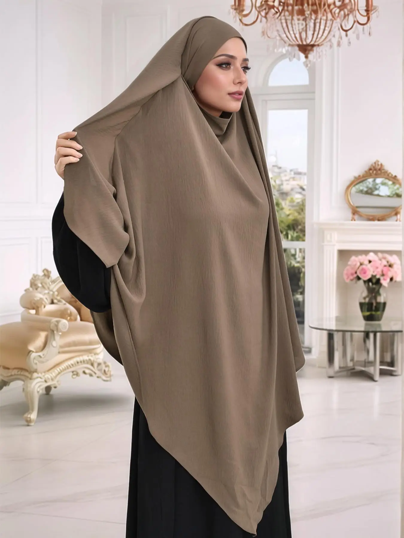 Women's Solid Color Khimar, Modest Fit Long Hijab for Women, Islamic Clothing for Daily Wear