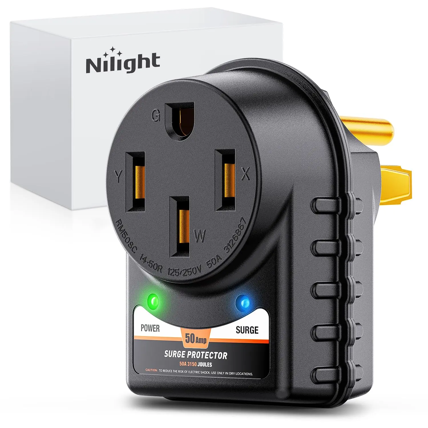 Nilight 30/50 Amp RV Surge Protector 125V 3750/6250W Adapter Plug with LED Indicator 30/50Amp 1050/3150 Joules 22500A/45000A Max Spike ETL Listed TT-30P TT-30R and 14-50P 14-50R Power Guard for RVs Camper Trailer