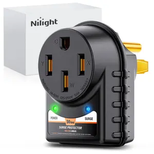 Nilight 50 Amp RV Surge Protector 125V/6250W Adapter Plug with LED Indicator 50Amp 3150 Joules 45000A Max Spike ETL Listed 14-50P 14-50R Power Guard for RVs Camper Trailer