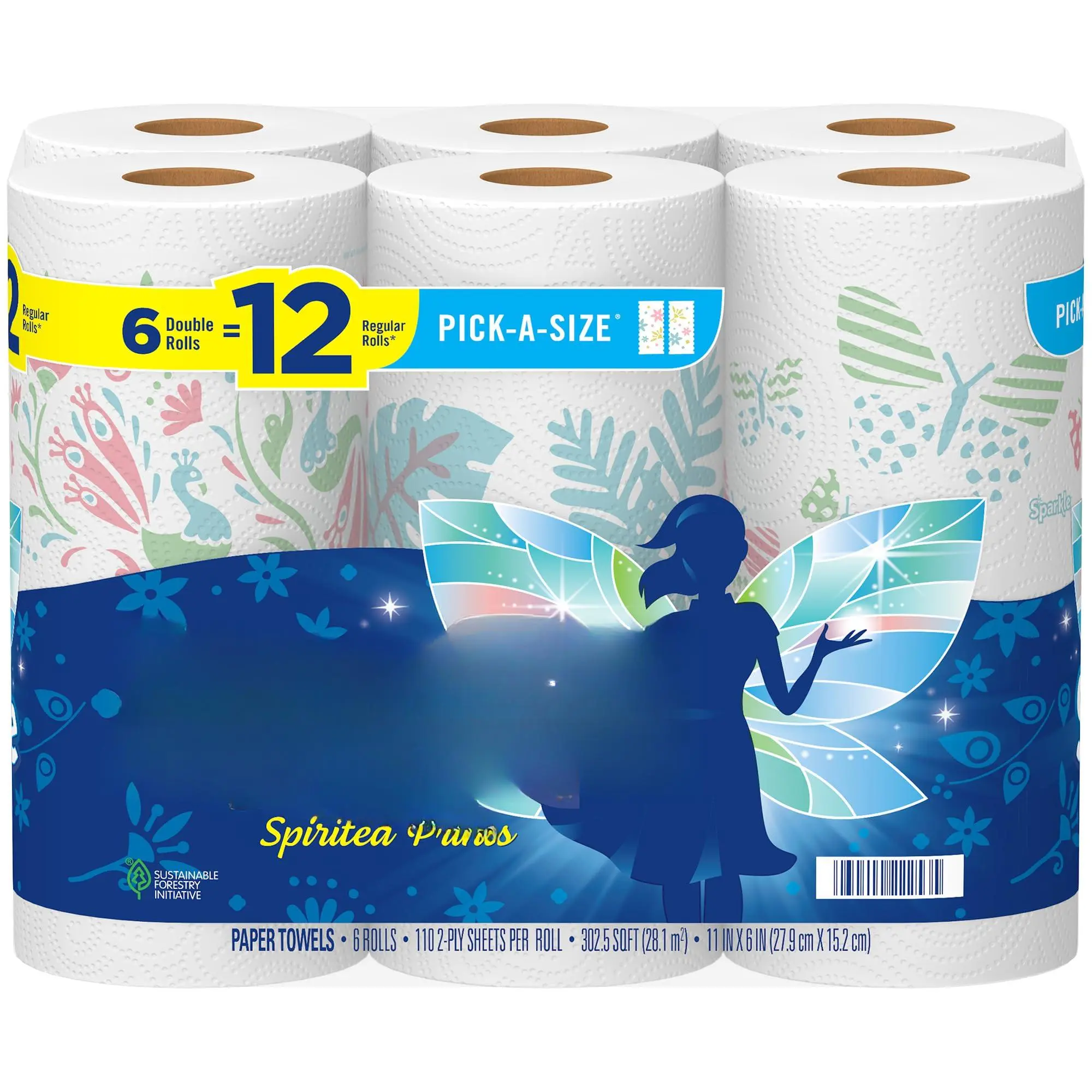 Pick-a-size Paper Towels  Spirited Prints 6 Double Rolls = 12 Regular Everyday Value Towel With Full And Half Sheets