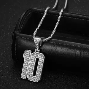 Stainless Steel Personalized Numeric 10 Pendant Necklace Hip hop Style Versatile and Fashionable for Men's and Women's Daily Wear Suitable for Various Occasions