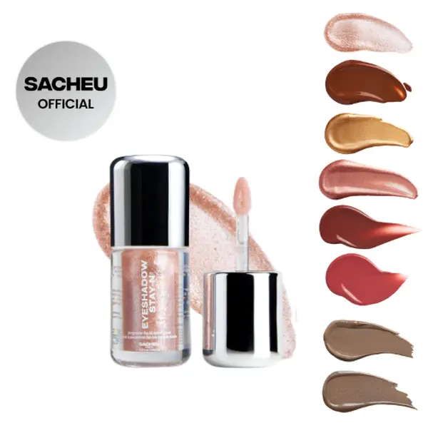 sacheu Eyeshadow STAY-N, buildable and long-lasting eye makeup, crease-proof smooth liquid eyeshadow, Tan eyeshadow palette
