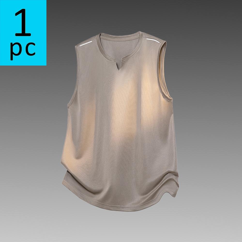 1 piece men’s sleeveless vest for summer—thin, breathable, quick-dry sports T-shirt ; available in multiple colors; men’s vest for fitness training and running; suitable for everyday casual wear. Tops