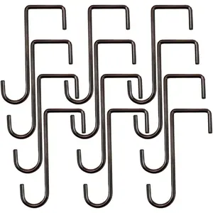 12 Pack Vinyl Fence Hooks, 2 x 6 inch Patio Hangers  Coated Steel Pergola Hooks for Hanging ,Bird Feeders,Bird House,Outdoor String Lights,Pool Towels Equipment Tools - Brown