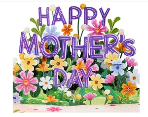 3D Pop Up Happy Mothers Day Card, Handcrafted - 100% Recycled and Eco-Friendly, 8" x 6" Cover - with Note Tag