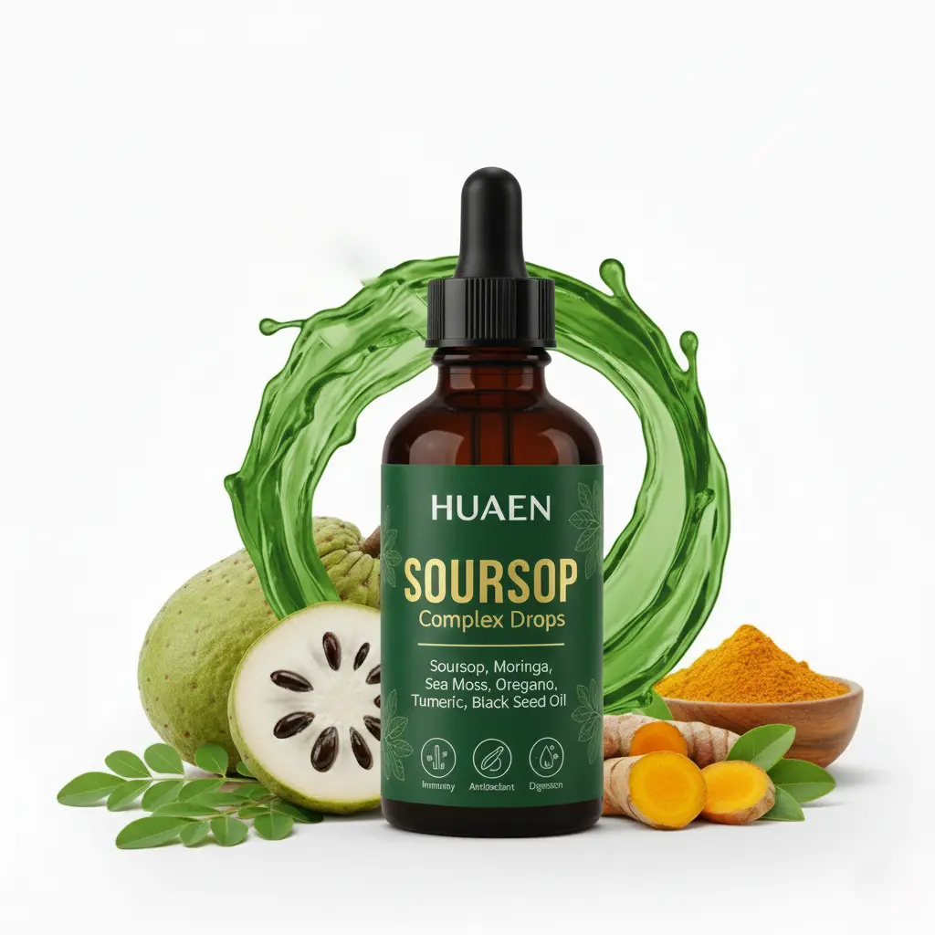 HUAEN Soursop Complex Drops - Natural Liquid Supplement with Moringa, Sea Moss & Turmeric for Immunity, Energy & Digestion (2 Fl Oz)
