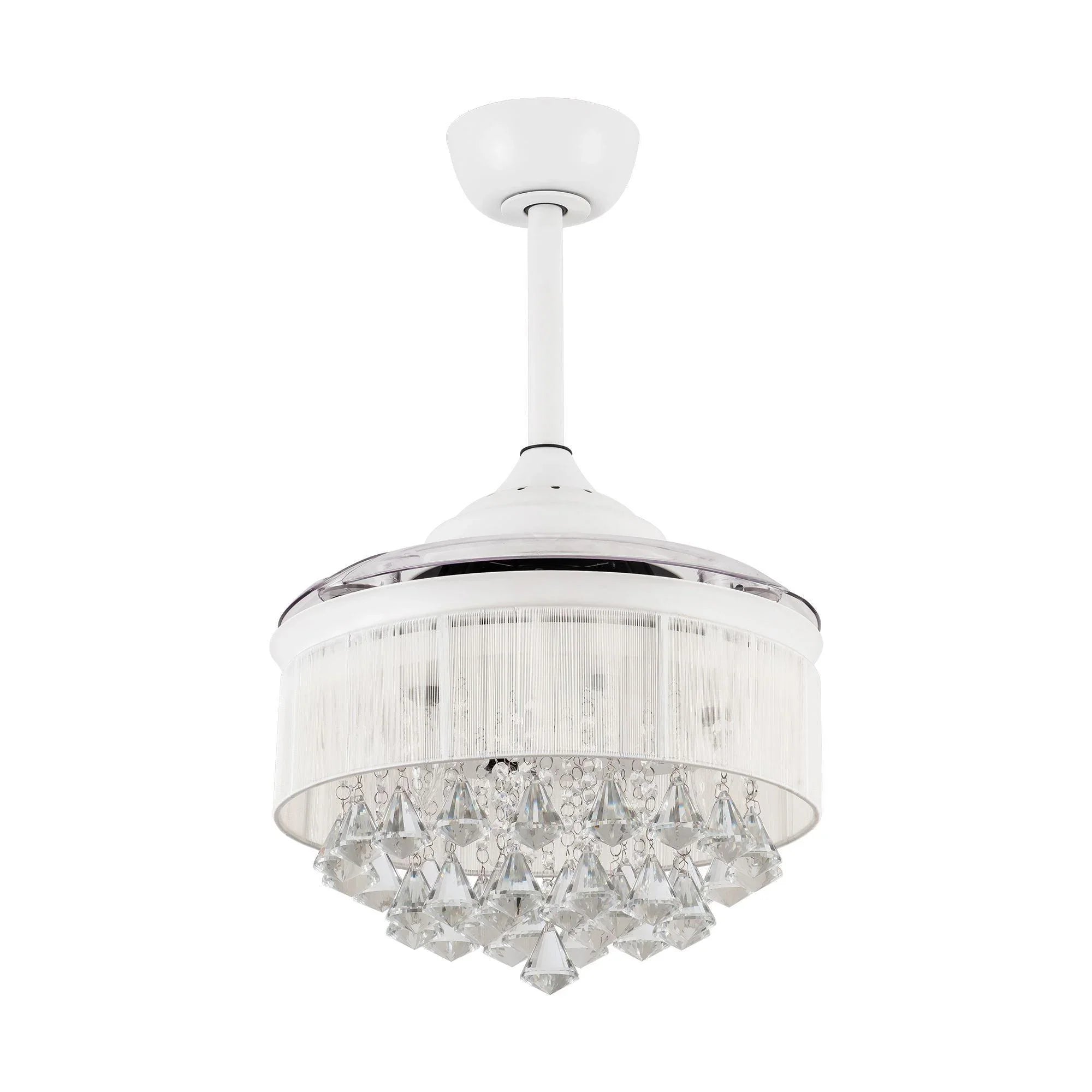 36" Bangaiore Modern Crystal Ceiling Fan, Downrod Mount with LED Light & Remote Control