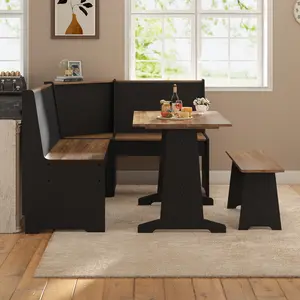 [SummerVibes]AMERLIFE 3-Piece Breakfast Nook Dining Set, L-Shaped Corner Bench with Hidden Storage, Space-Saving Kitchen Table Set for Small Spaces,Best Gift Ideas/Christmas Gifts