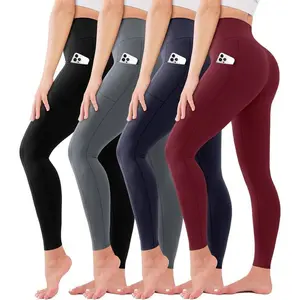 4-Pack High-Waisted Leggings for Women – No-See-Through, Tummy Control, Cycling/Workout/Yoga Pants, Regular & Plus Sizes