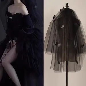 Halloween Bridal Veil Gothic Butterfly Design, Wedding Photography Prop Photo Studio Accessory, Party Costume Headpiece