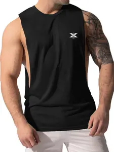 Men's Square Neck Textured Tank Top, High-Quality Casual Elastic Sleeveless Gym Wear, Comfortable Summer Daily Fashion, Sporty Loose Fit