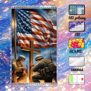 DIY 5D velvet, AB diamonds, fairy dust diamonds, crystal diamonds, soldiers, national flags, crosses. Diamond embroidery, diamond painting DIY kit, special craft diamond art set, wall decoration, gifts for family, loved ones, and friends, Handcraft