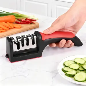 Professional Manual Cut Kit Knife Sharpener - 4 Stage Knife Sharpener in Minutes - Non-Slip Base - New Experience for Cutting and Preparing Easily and Safely