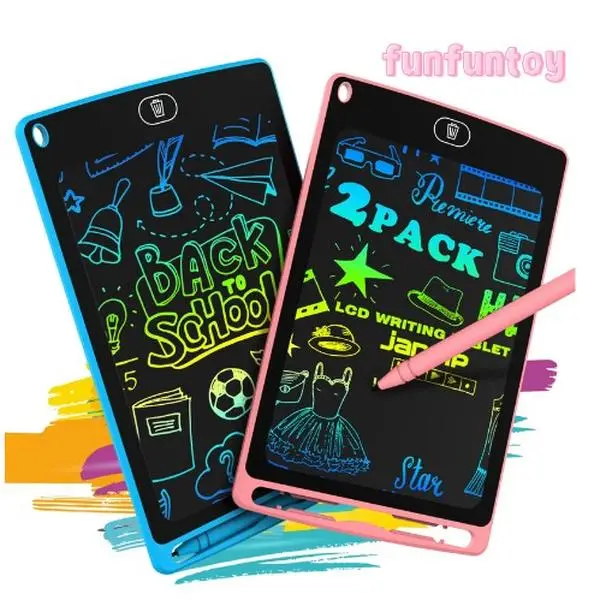 2 Pack 8.5 Inch LCD Writing Tablet for Kids - Colorful Doodle Board, School Erasable & Reusable Drawing Pad, Protection Perfect Toddler Gift for Birt
