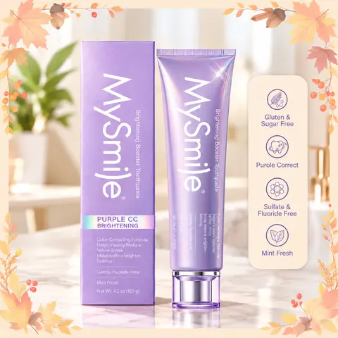 MySmile Purple Teeth Whitening Toothpaste, Color Corrector with Cleansing Peppermint Oil & Purified Water, Moisturizing Hydrating Non-Fluoride Daily Care for Yellow Tones Neutralization,Teeth Paint, Mint Flavor, 4.2 oz