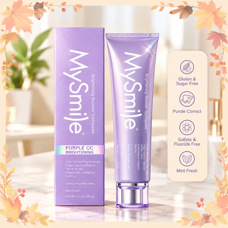 MySmile Purple Teeth Whitening Toothpaste, Color Corrector with Cleansing Peppermint Oil & Purified Water, Moisturizing Hydrating Non-Fluoride Daily Care for Yellow Tones Neutralization,Teeth Paint, Mint Flavor, 4.2 oz