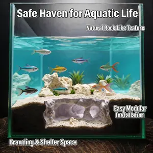 3D Cave Aquarium 1PC Breeding Hiding Cave Simulation Shrimp Cave House Decorative Props  Shelter Crafts Arts for Aquarium Landscaping Office Decor Dual-Use Reptile Tank & Fish Tank, Realistic Sand Terrain, Perfect for Fish Hiding, Lizards, Snakes, Turtles