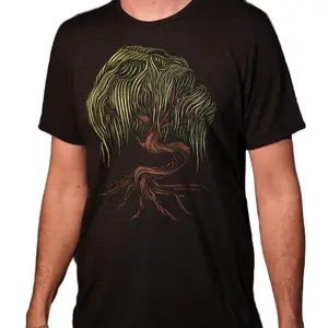 willow tree t-shirt tri-blend Crew Neck graphic t-shirt hand printed