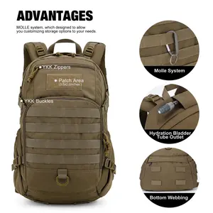 Mardingtop 25L Classic Military Tactical Casual Backpack with MOLLE System, YKK Zipper, Multiple Pockets, and Durable webbing Design for Hiking Camping Travel Motorcycle Backpack or Work Daily Multifunction EDC BOB Athletic Bag Durable Outdoor Gear