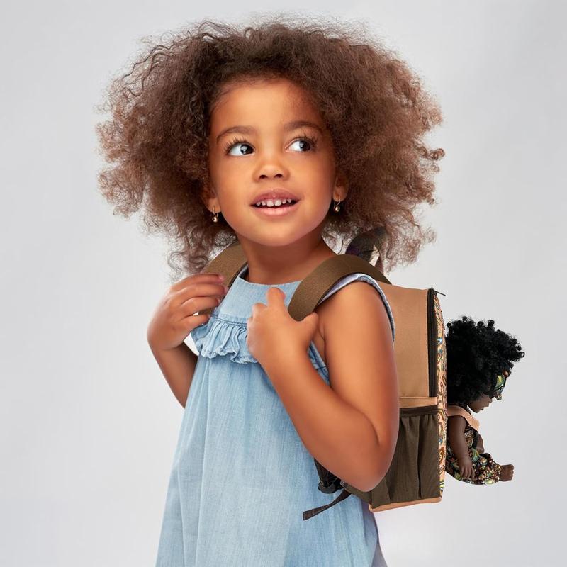 Nice2you Black Baby Doll with Backpack Carrier, 10in American African Doll for Girls Toddlers Aged 2+, Backpack for Baby Doll Accessories Storage, Perfect for 1 2 3 4 5 6 Years Old Kids