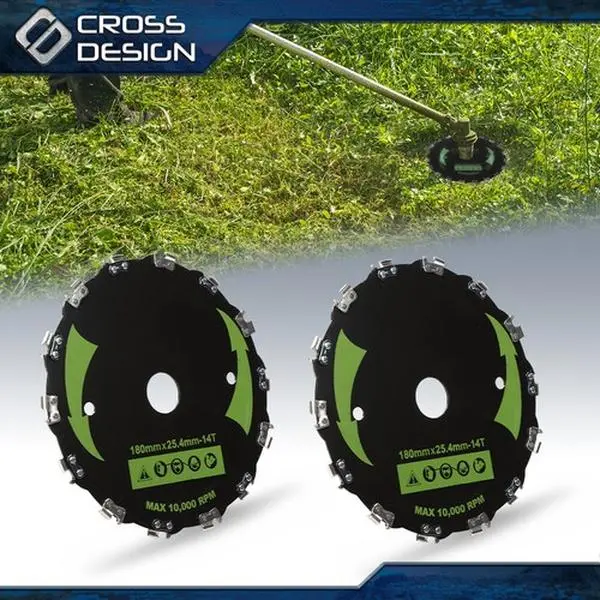 CROSSDESIGN 2pcs 7" Chainsaw Tooth Cutting Brush Blades, Garden Lawn Equipment Accessories, for Bush Cutter, Weed Eater, Trimmer Head, 2 Pc