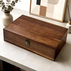 Wooden Keepsake Box, Large Storage Box With Hinged Lid 13.7", Decorative Memory Box For Home Decor, Photo Storage Box Wooden Gift Boxes For Letter, Time Capsules, Memory Gift