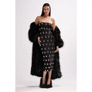 TIME AFTER TIME MIDI DRESS WITH METAL DETAILING