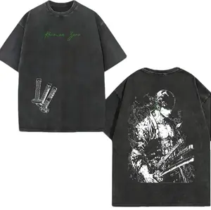 Roronoa Zoro T-Shirt, One Piecee Anime Tee, Three Sword Style Shirt, Santoryu Graphic Top, Vintage Washed Streetwear, Green Aesthetic Design, Wano Arc Zoro Tee, Oversized Unisex Outfit, Shonen Spirit Collection vintage style top