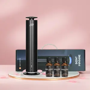 BF Valentine's Gift Black Air Freshener Coverage 1200 Sq Ft Scent Diffuser with Remote Includes 3*20 Waterless Aroma Essential Oils for Ideal Gift