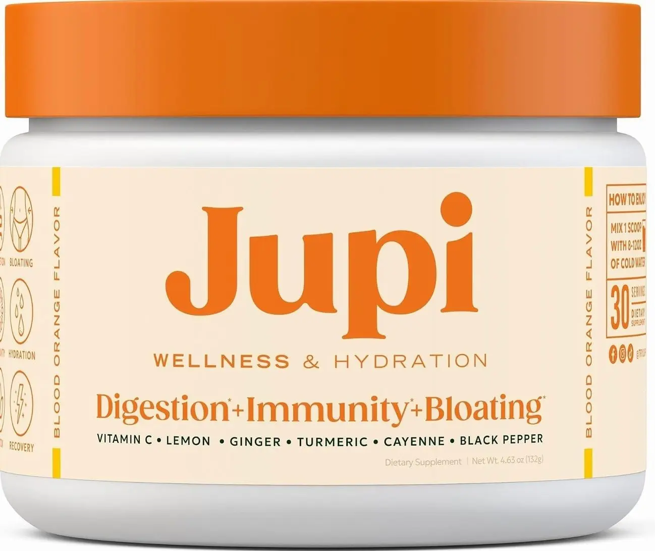 Hydration & Wellness Powder – Turmeric & Ginger shots, Vitamin C Supplement for Energy, Immune Support & Digestive Health – Vegan, Gluten-Free Drink Mix for Men & Women, Citrus Flavor 30 servings
