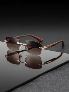 Men's Metal Square Frameless Glasses, American Modern Casual Versatile Classical French Style, Fashion Eyewear for Daily Commute Party Music Festival