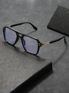 Unisex Aviator Frame Glasses, Retro Modern Style Flat Lenses, Ideal for Daily Life, Office, TV, Gaming, Phone Use, Fashion Glasses, Square Frame Eyeglasses