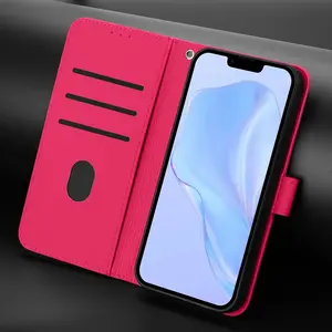 For iPhone 17 Air 17 Pro Max 16 Plus 16e 16 Pro Max Pure Color Leather Sleeve PU Leather Handbag Purse Flip Cover, Kickstand Folio Case With Lanyard