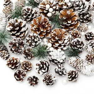 Christmas Pine Cones Berry Set Snow Pinecones Pendant Ornament for DIY Crafts Home Decorations Xmas Tree Hanging Gift Party Supp