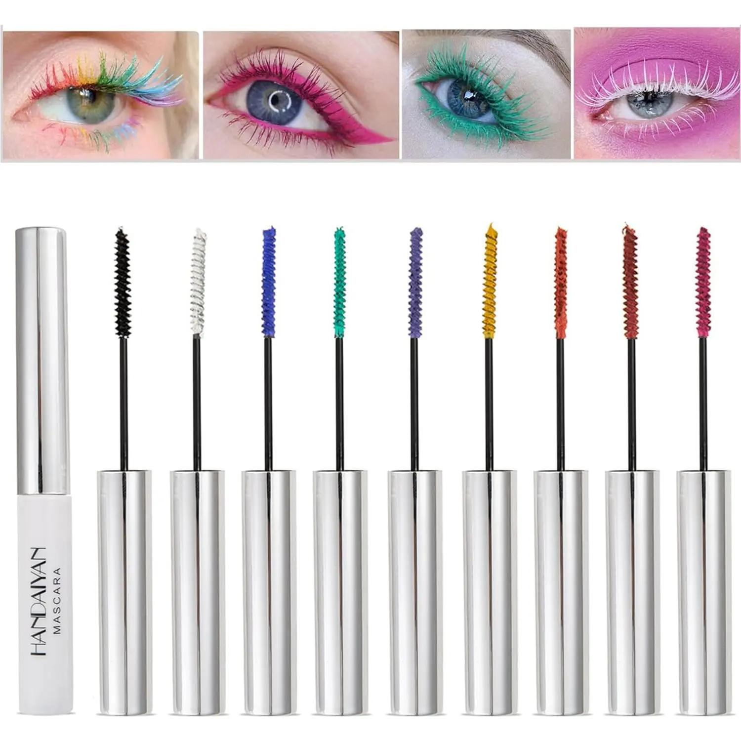 9 Colors Colored Mascara Set for Eyelashes, Red Pink Purple Blue White ...