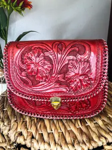 Handmade Light Red Genuine Leather Crossbody/Shoulder Purse