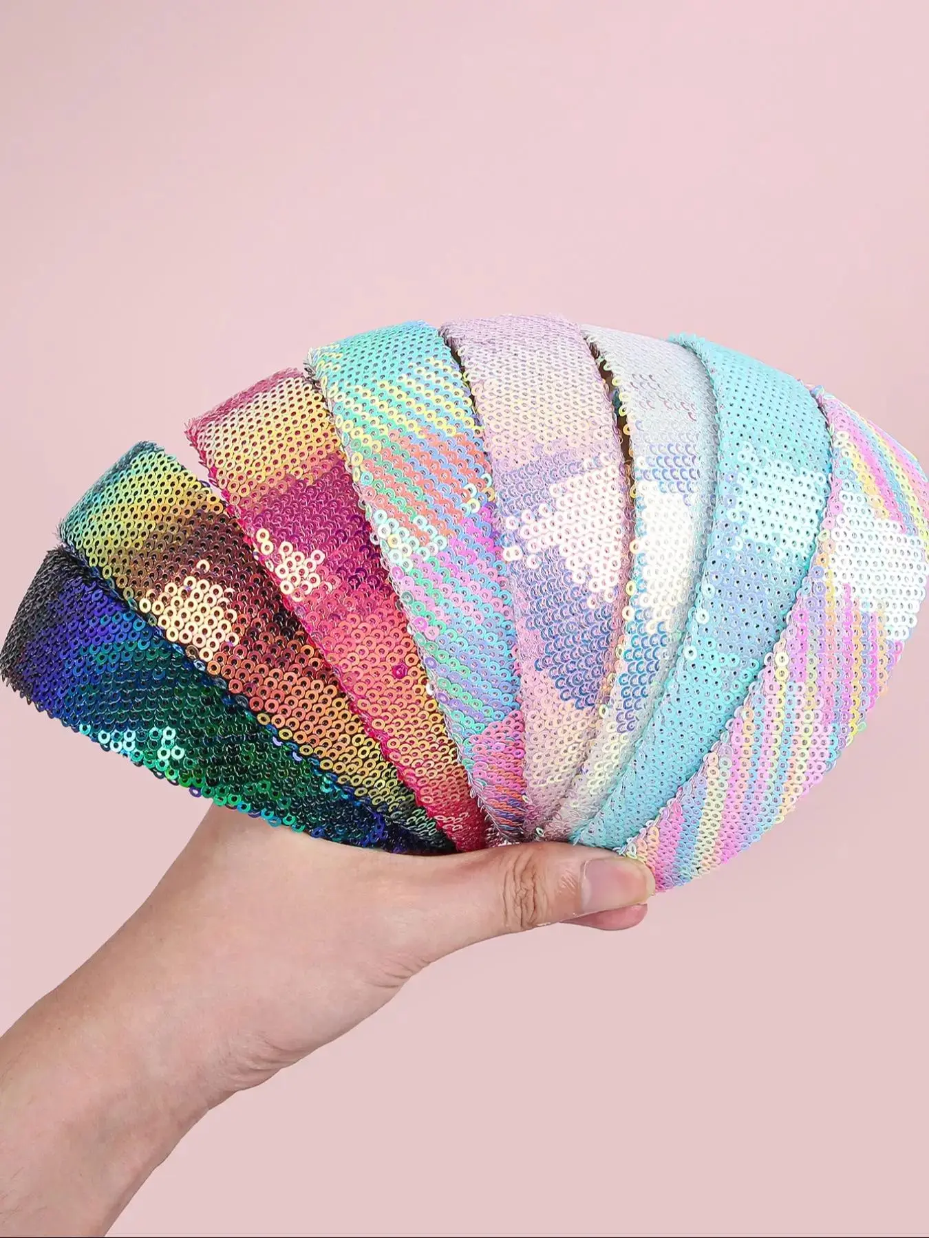 Colorful Sequins Decorated Wide Band Headband, Elegant Fashion Hair Accessories for Women & Girls, Minimalist Headwear Suitable for Thick Hair