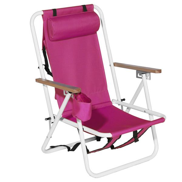 Folding Beach Chair Set of 2 for Adults, 4 Position Portable Backpack Foldable Camping Chair with Headrest Cup Holder and Wooden Armrests, Pink Folding Beach Chair Set of 2 for Adults, 4 Position Portable Backpack Foldable Camping Chair with Headrest Cup Holder and Wooden Armrests, Pink