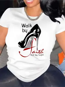 Fashionable Walk by Faith High Heel Print T-Shirt