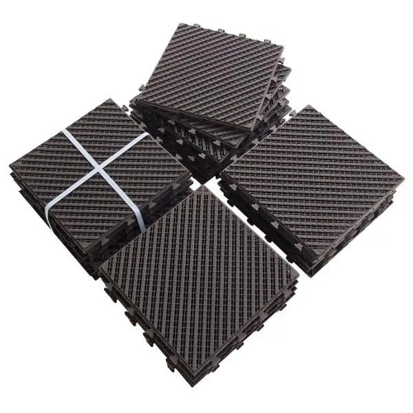 YYDS Patio Interlocking Deck Tiles, 12"x12" Square Composite Decking Tiles, Four Slat Plastic Outdoor Flooring Tile All Weather for Balcony Porch Backyard, (Dark Brown, Pack of 36)