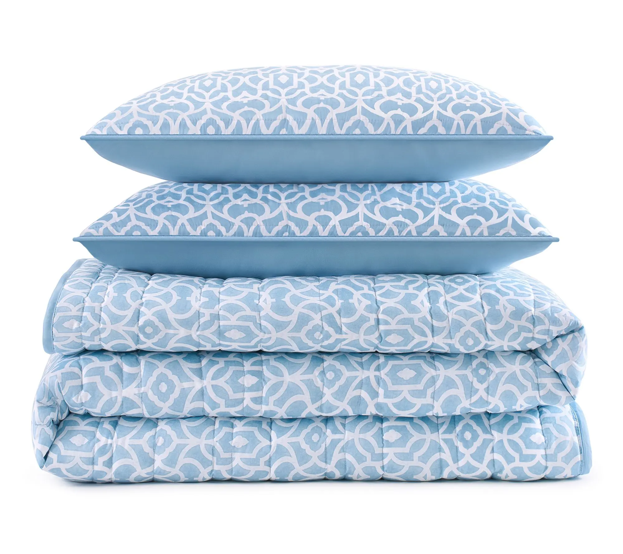 Waverly Kaidyn Microfiber 3PC Quilt Set-King Blue Waverly Kaidyn Microfiber 3PC Quilt Set-King Blue