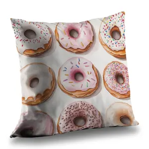 MWW C1PC1818DRIWNQ 18 x 18 in. Donuts Pink Polyester Twill Throw Pillow - Cozy Home Decor Accent