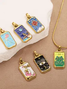 Stainless Steel Tarot Card Pendant Electroplated Craft, Handmade DIY Necklace Bracelet Charm Accessory, Small Pendant Jewelry