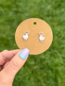 Goose Earrings|Handmade Silly Studs|Stainless Steel Posts