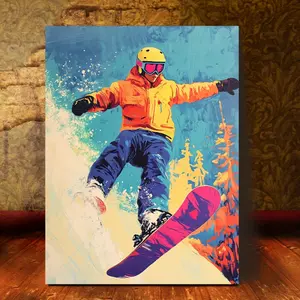 1 piece, Mountains Are Calling Us, We Need to Go Skiing with Snowboards. Frame Canvas Artwork, Suitable for Living Room and Bedroom Wall Decoration, Perfect for Christmas Home Decor (11.8X 15.7inch ) FHCIA1536