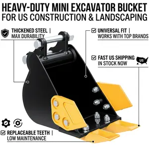 7.87-Inch Narrow Backhoe Bucket for 0.8-1.8 Ton Mini Excavator, Manganese Steel Trenching Digging Bucket with Teeth, Easy Installation Digger Bucket for Soil Digging & Landscaping
