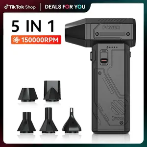 150000 RPM - Mini Jet Fan, Portable Turbo Powerful Blower, Stepless Speed ​​Change, Type-C Charging, Used for Cleaning Computers Pet Hair, Outdoor BBQ, Duster for Car Cleaning, Lawn Care, BBQ, Dust Removal and Weed Removal Wireless Rechargeable Car Duster