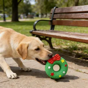 Latex Sound Sweet Donut Christmas Pet Toy, Stress Relief Interactive Throw Toy, Enhance Human-Pet Bond, Fun Pet Plaything