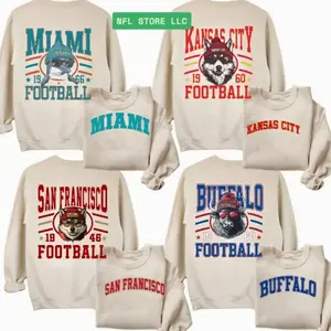 Custom Team Spirit Football Sweatshirt - Vintage Sand Crewneck Unisex Long Sleeve